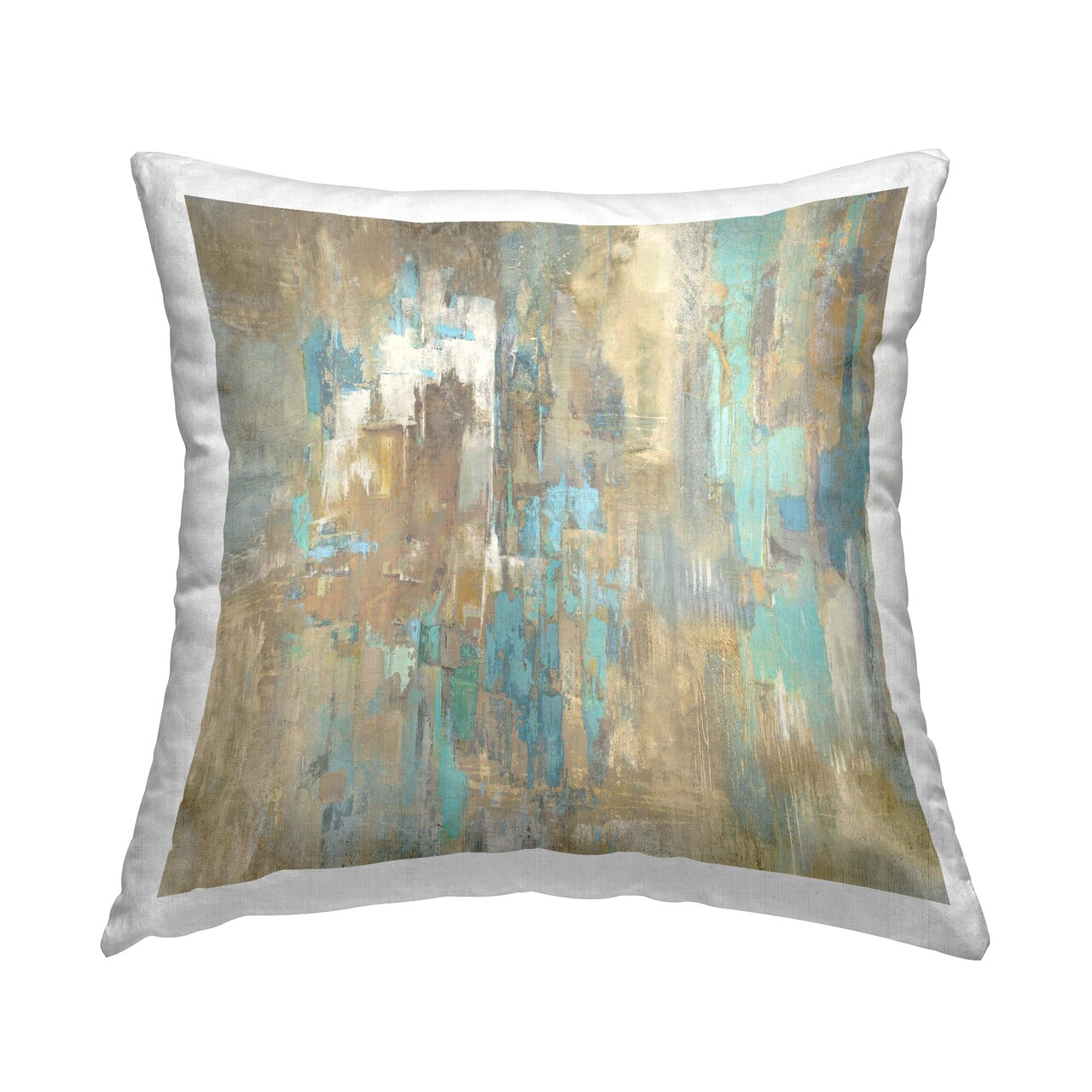 Stupell Industries Gold Abstract with Blue Decorative Printed Throw Pillow Design by Justin Turner, 18 x 7 x 18
